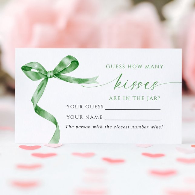Green Bow How Many Kisses Shower Game card (Creator Uploaded)