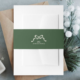 Green Bow Invitation Belly Band
