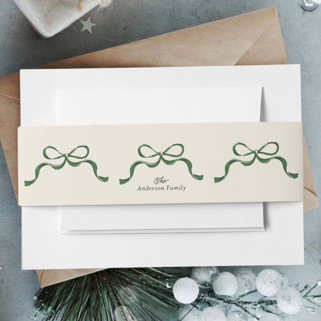 Green Bow Invitation Belly Band (Creator Uploaded)
