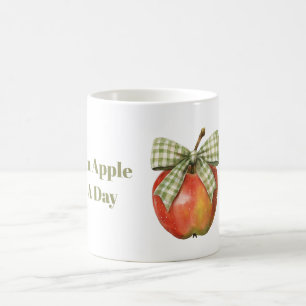Green Bow Red Apple A Day Coffee Mug