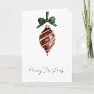 Green Bow Red Gold Ornament Christmas Card