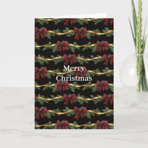 Green Bow Red Gold Ornament Christmas Card