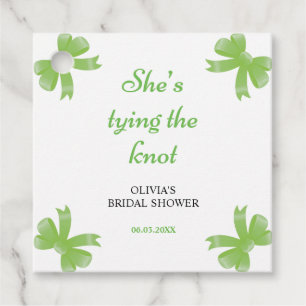 Green Bow She's Tying The Knot Bridal Shower Favour Tags