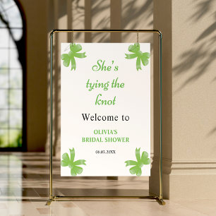 Green Bow She's Tying The Knot Bridal Shower Poster