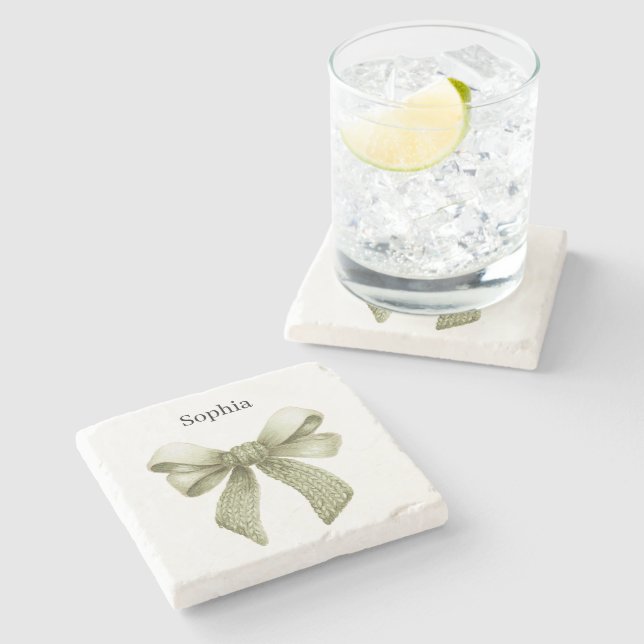 Green Bow Stone Coaster (Side)