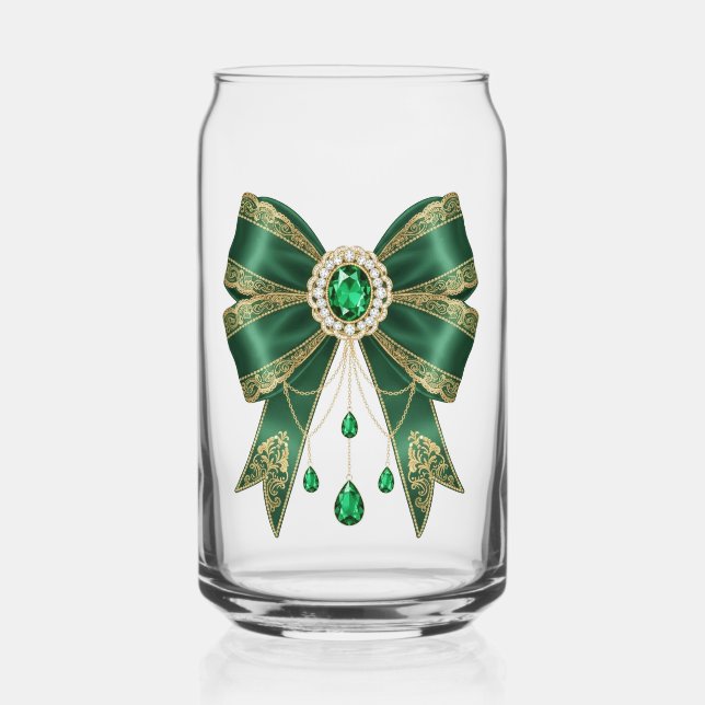 green bows  can glass (Front)