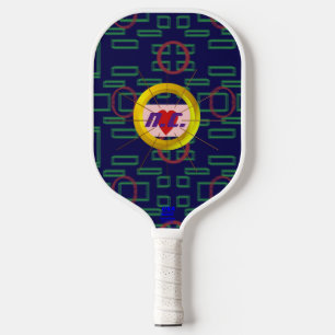 Green Boxes Red Circles Blue Pickleball Paddle