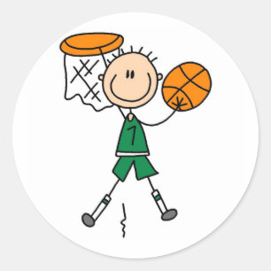 Green Boy Basketball Player t-shirts and Gifts Classic Round Sticker