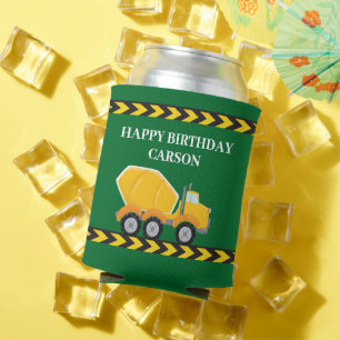 Green Boys Birthday Party Cement Mixer Truck Can Cooler