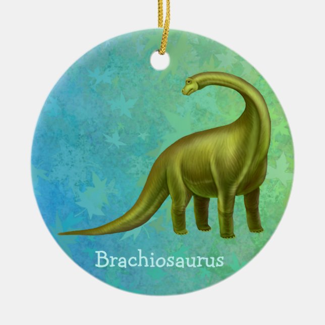 Green Brachiosaurus Dinosaur Ornament (Front)