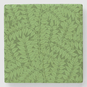 Green Branch Pattern (Jungle Art) (William Morris) Stone Coaster