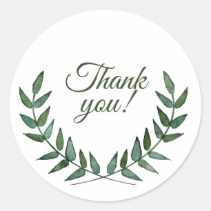 Green Branches Thank You Stickers