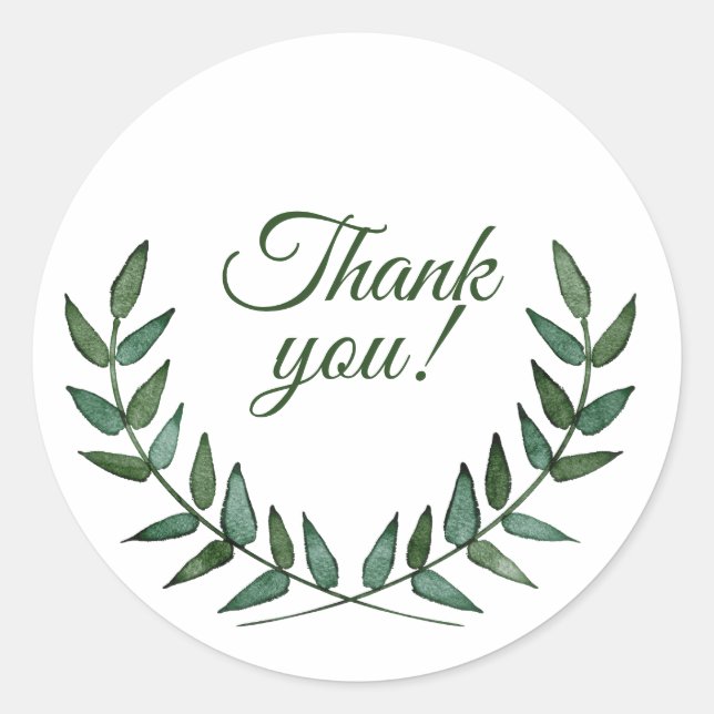 Green Branches Thank You Stickers (Front)