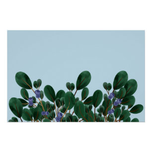 Green Branches with Blueberries Poster