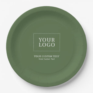 Green Branded Custom Business Logo Promotional Paper Plate
