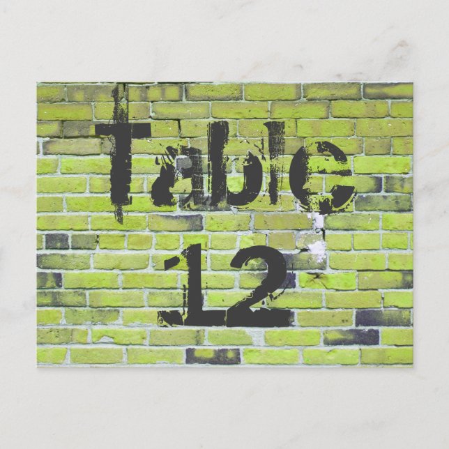 Green Brick Graffiti Reception Table Numbers Postcard (Front)