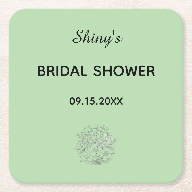 Green bridal shower coaster (Front)