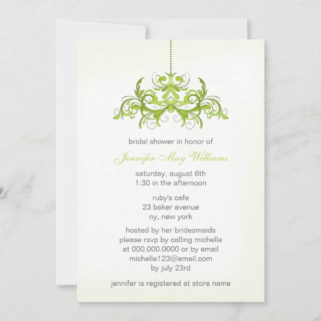 Green Bridal Shower Invitations (Front)