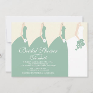 Green Bride Bridesmaids Bridal Shower Invitation