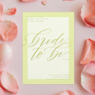 Green Bride to Be Modern Script Bridal Shower Invitation