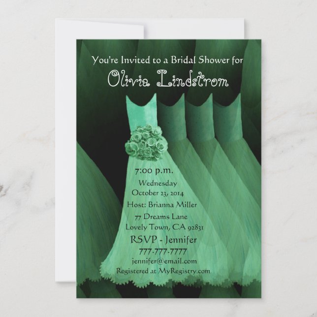 GREEN Bridesmaid Dresses Bridal Shower Invitation (Front)