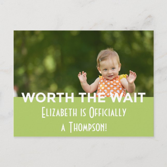 Green Bright Modern Stripes Adoption Announcements (Front)