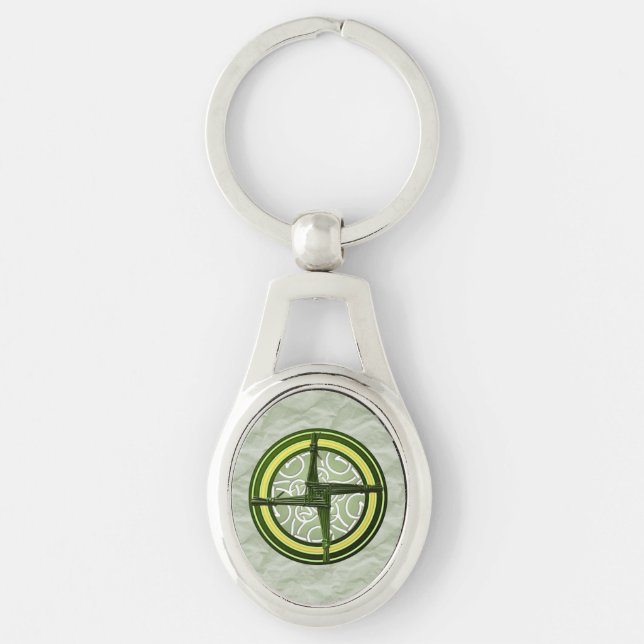 Green Brigid's Cross on Green Key Ring (Front)