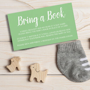 Green Bring a Book Baby Shower Enclosure Card