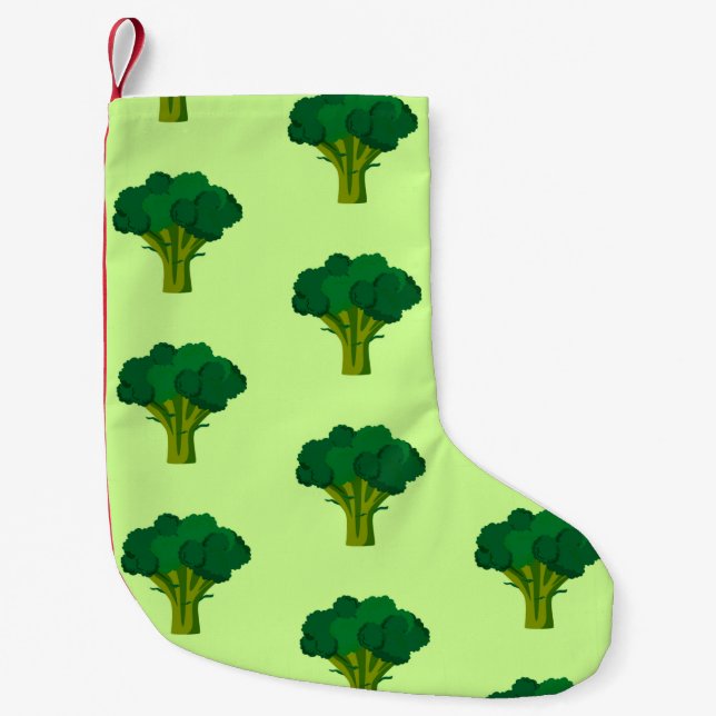 Green Broccoli Vegetable Healthy Eating Veggie Small Christmas Stocking (Front)