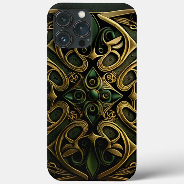 Green Bronze Ornamental Plaid Decoration Pattern Case-Mate iPhone Case (Back)
