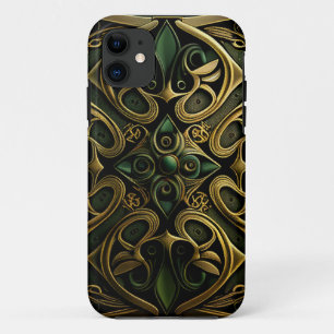 Green Bronze Ornamental Plaid Decoration Pattern Case-Mate iPhone Case