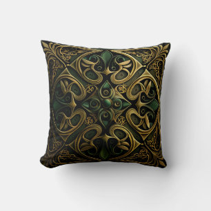 Green Bronze Ornamental Plaid Decoration Pattern Cushion
