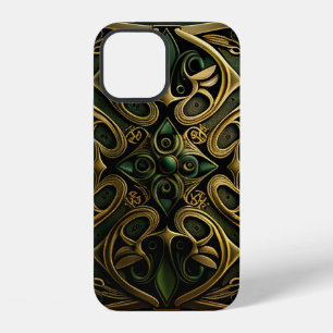 Green Bronze Ornamental Plaid Decoration Pattern iPhone 12 Case