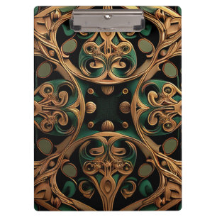 Green Bronze Ornamental Plaid Pattern Decoration Clipboard
