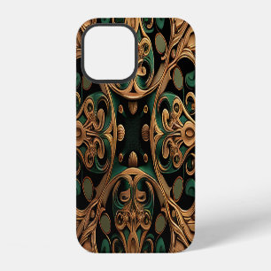 Green Bronze Ornamental Plaid Pattern Decoration iPhone 12 Case