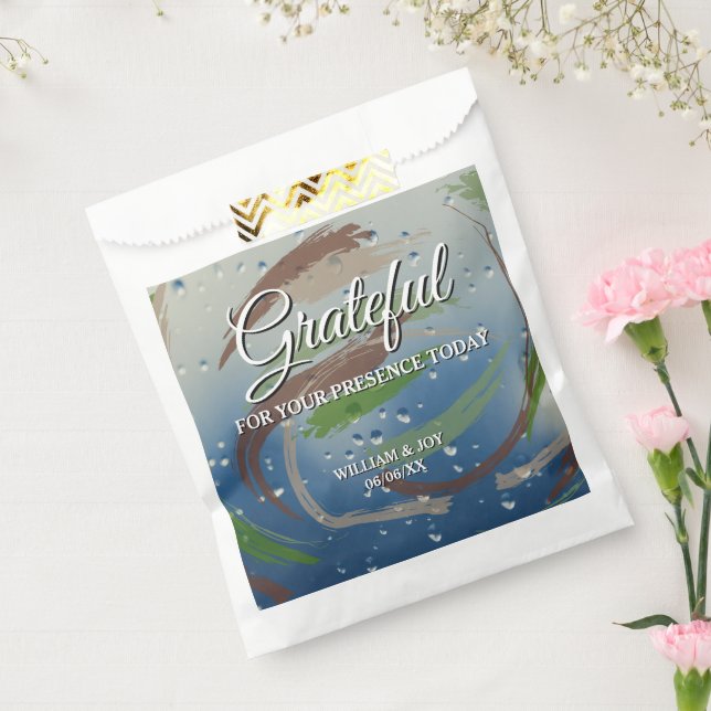 Green, Brown, and Beige Brushstroke Grateful Favour Bags (Sealed)