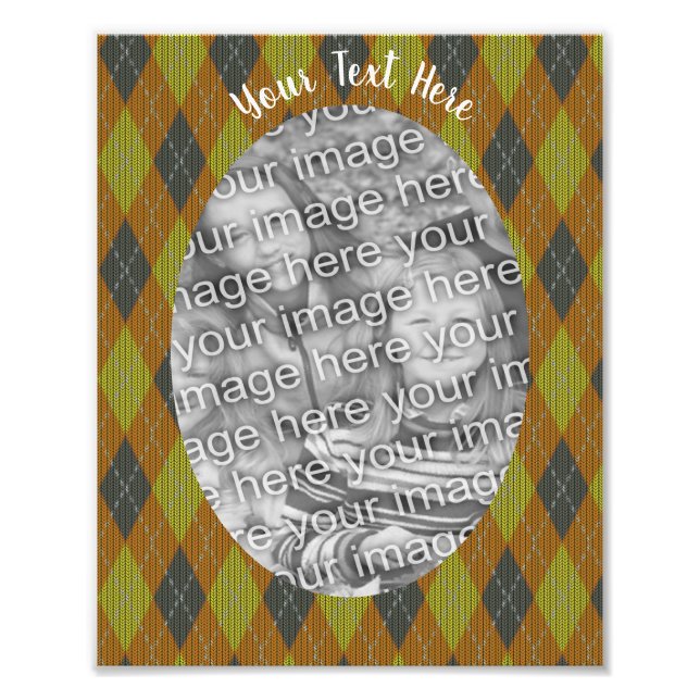 Green Brown Argyle Design Frame Template Photo Pri (Front)