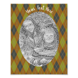 Green Brown Argyle Design Frame Template Photo Pri Print