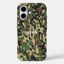 Green Brown Beige Camo Camouflage Monogram Name