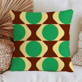 Green, Brown& Beige Mid Century Modern Retro Cushion