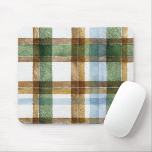 Green Brown Blue Plaid Stripes Mouse Pad