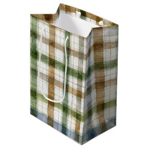 Green Brown Blue Stripes Birthday Medium Gift Bag
