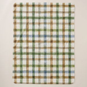 Green Brown Blue Stripes  Sherpa Blanket