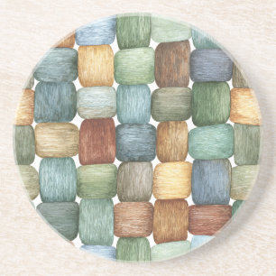 Green Brown Blue Yellow Squares Coaster