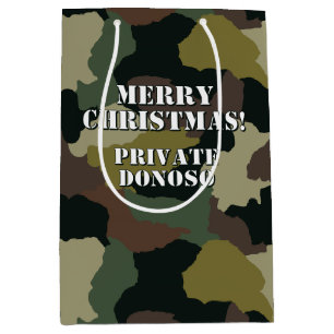 Green Brown Camouflage Custom Merry Christmas Medium Gift Bag