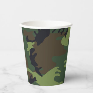 Green Brown Camouflage Paper Cups