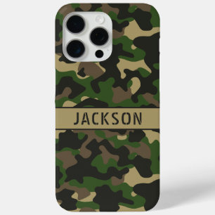 Green Brown Camouflage Personalised iPhone 15 Pro Max Case