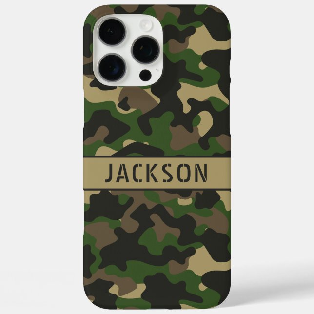 Green Brown Camouflage Personalized Case-Mate iPhone Case (Back)
