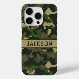 Green Brown Camouflage Personalized iPhone 15 Pro Case