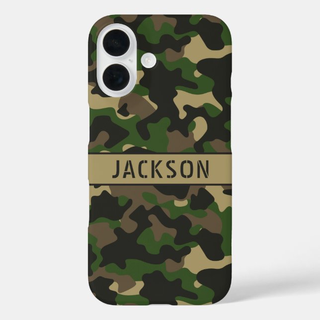 Green Brown Camouflage Personalized Case-Mate iPhone Case (Back)